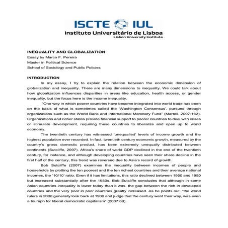 Ensaio - Desigualdade e Globalização