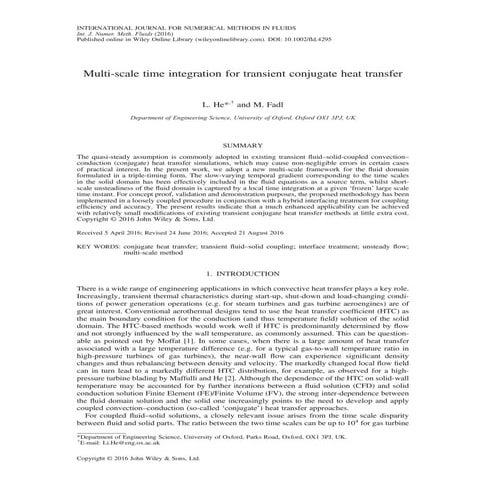 Multi-scale time integration for transient conjugate heat transfer | PDF