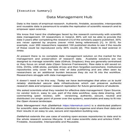 Executive Summary - Data Management Hub