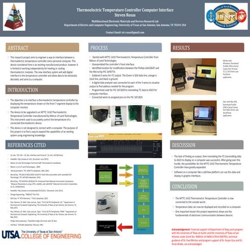 Steven Rosas Themoelectric Temperature Controller Computer Interface Poster 2015