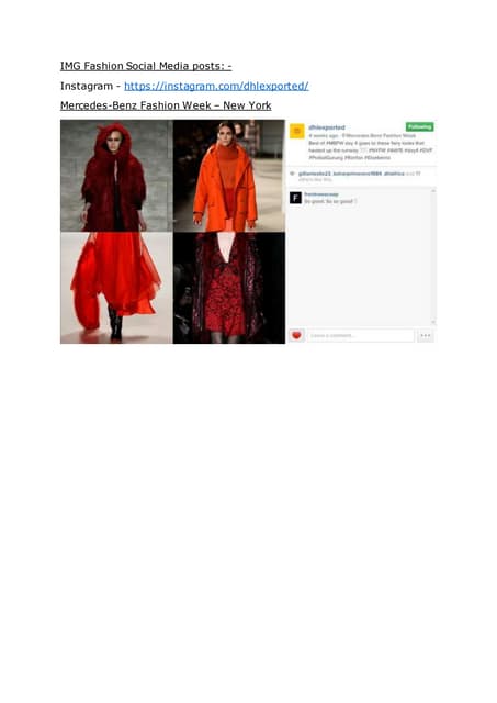 IMG Fashion Social Media posts