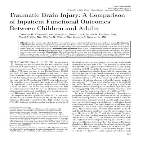 The Journal of Head Trauma Rehabilitation 2008 Niedzwecki