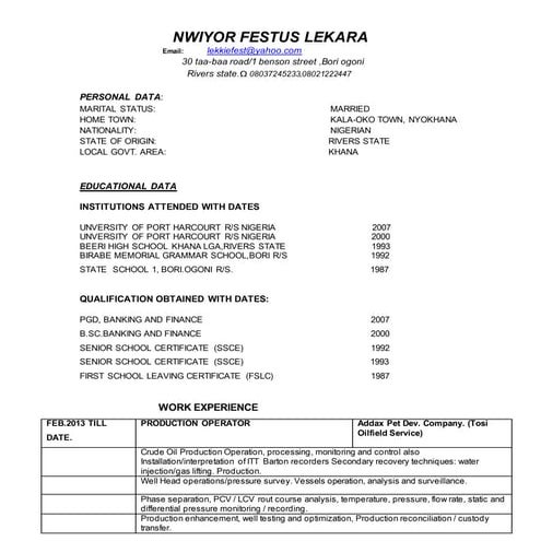 Festus CV 2