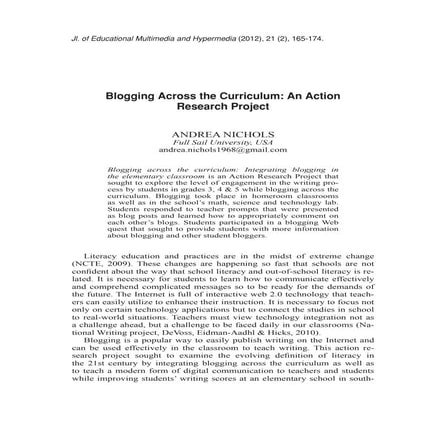 JEMH_Nichols_Blogging Across the Curriculum