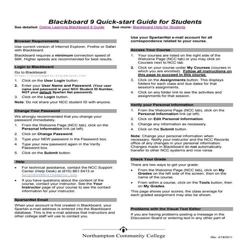 Bb9 Quickstart Student Guide