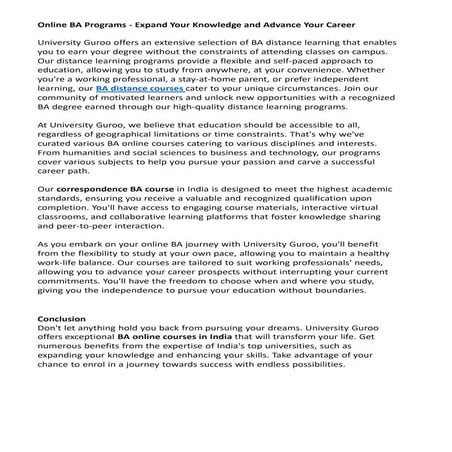 Online BA Programs - Expand Your Knowledge and Advance Your Career