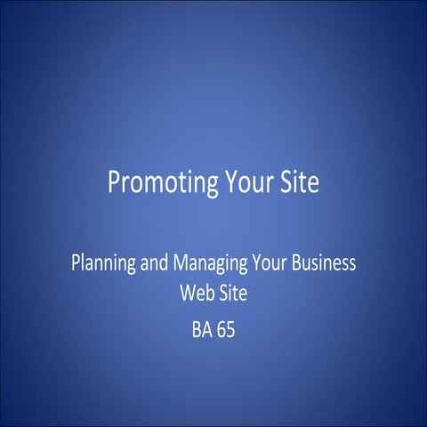 BA 65 Hour 04 Promoting Your Site