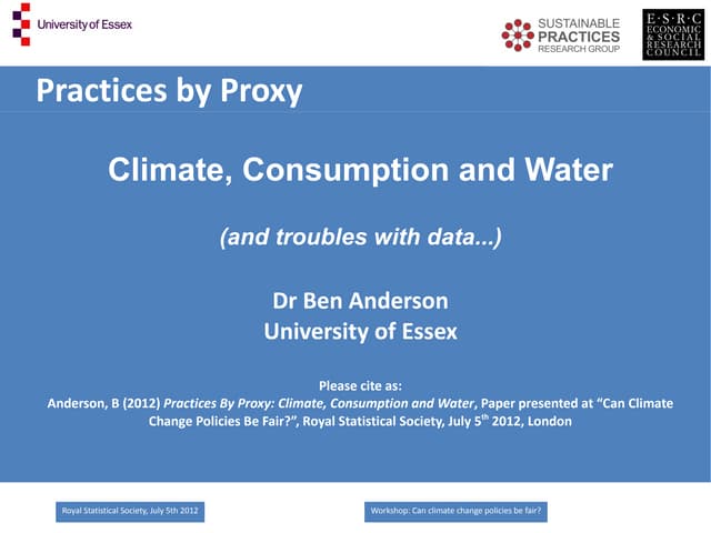 Practices by Proxy: Climate, Consum...