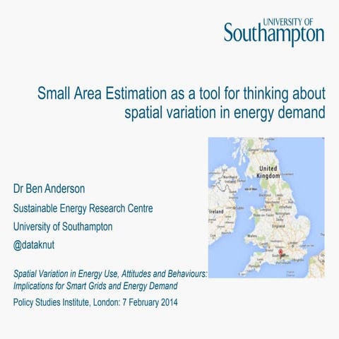 Small Area Estimation as a tool for thinking about spatial variation in energ...