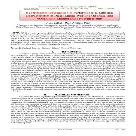 Experimental Investigation on Performance, Emission and Combustion ...
