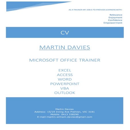 Martin Davies CV - IT Trainer