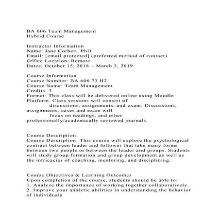 BA 606 Team ManagementHybrid CourseInstructor InformationN.docx
