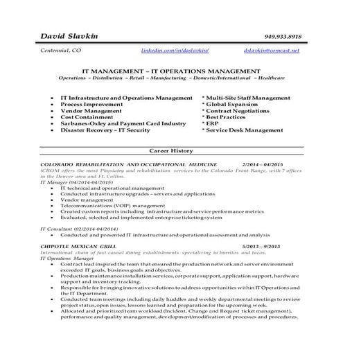David Slavkin Resume