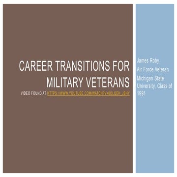 Career transitions for military veterans