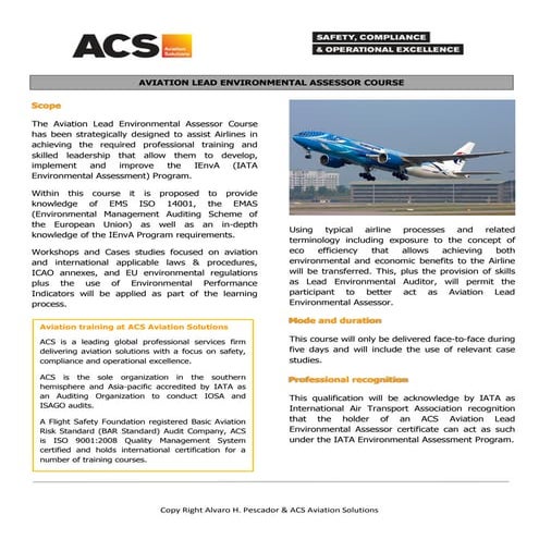 Aviation Lead Environmental Assessor Course