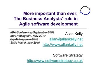The Business Analysts Role in Agile Software Development