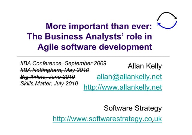 The Business Analysts Role in Agile Software Development