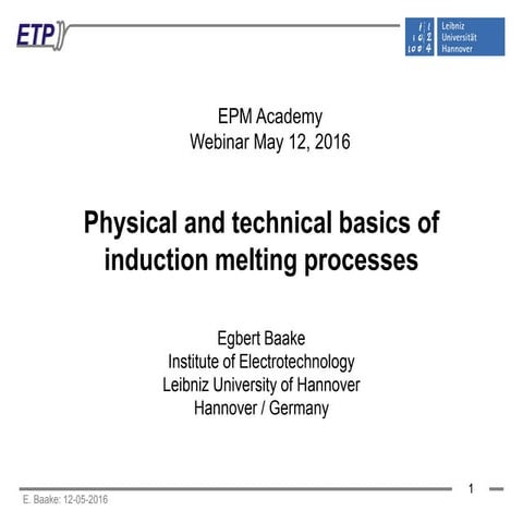 Physical and technical basics of induction melting processes