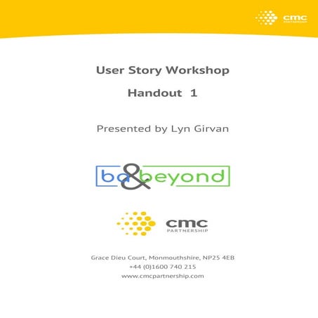 BA and Beyond 19 - Lynda Girvan - User story workshop