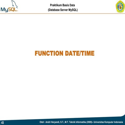 Pernyataan Select: Function Date/Time
