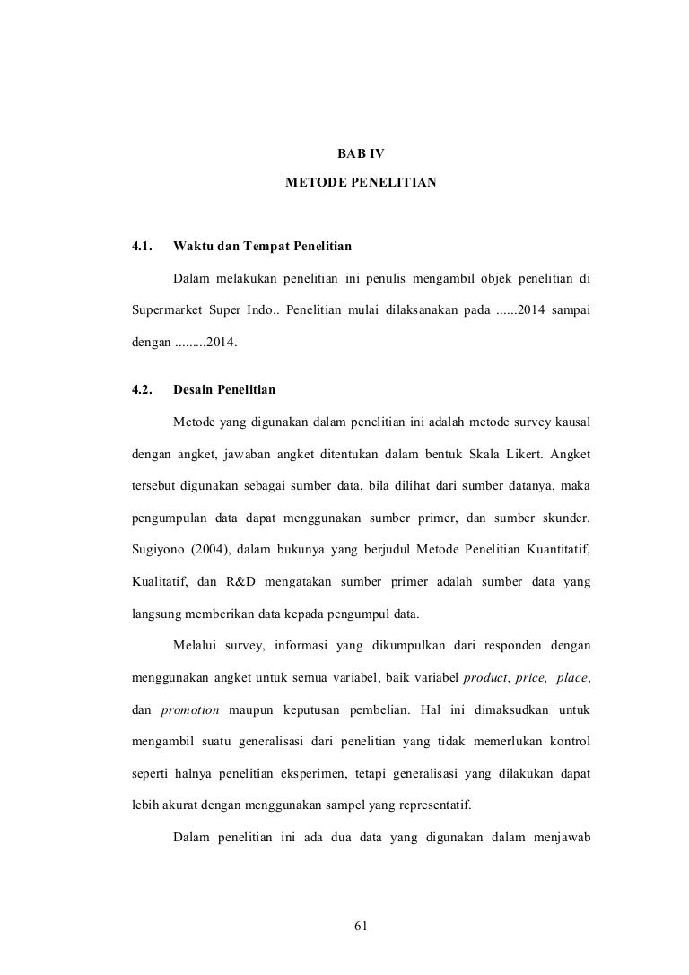 Contoh Skripsi Bab Iv Kuantitatif