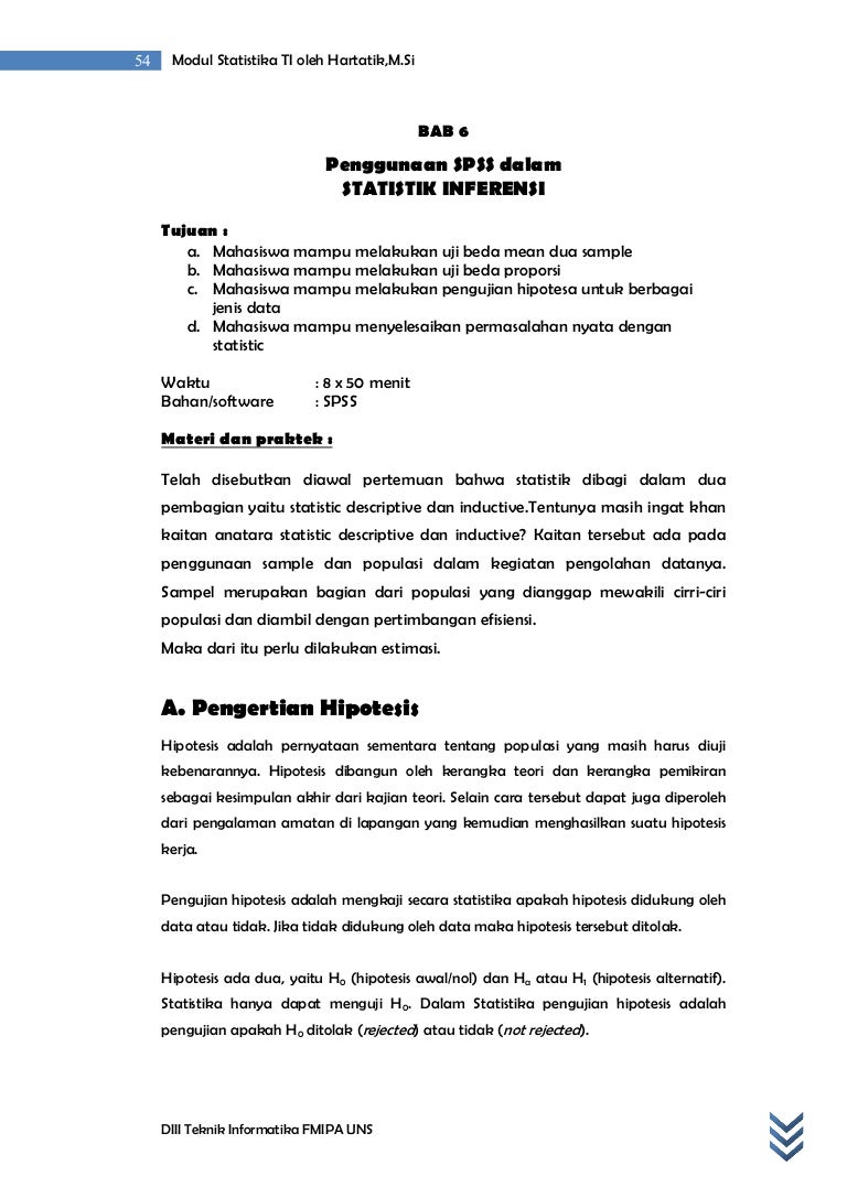 Statistik Inferensi Dengan Spss