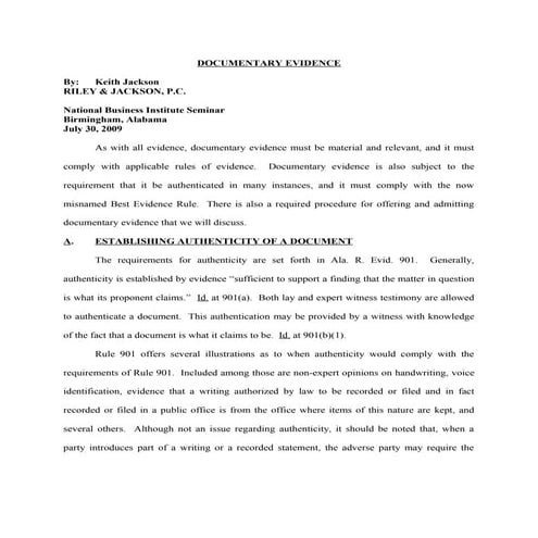 Seminar -  Documentary Evidence