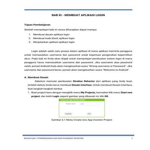 BAB XI - MEMBUAT APLIKASI LOGIN