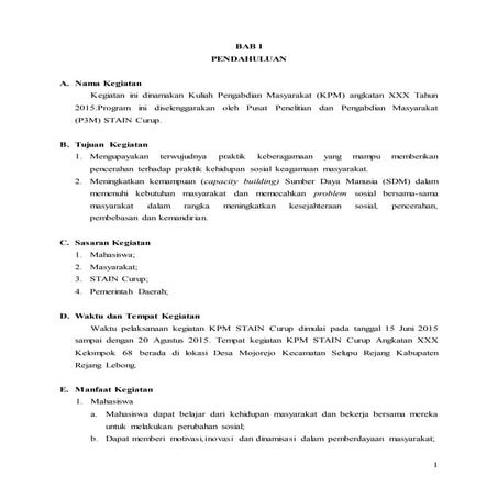 CONTOH LAPORAN KKN/KPM STAIN CURUP