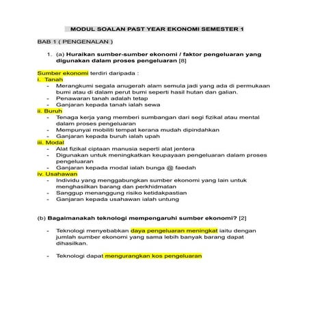 pengenalan ekonomi ( sem 1 )