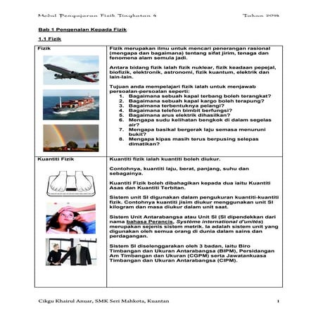 FIZIK TINGKATAN 4 Bab 1 pengenalan kepada fizik