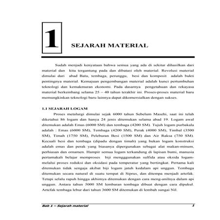 Bab 1 sejarah material 1 | PDF