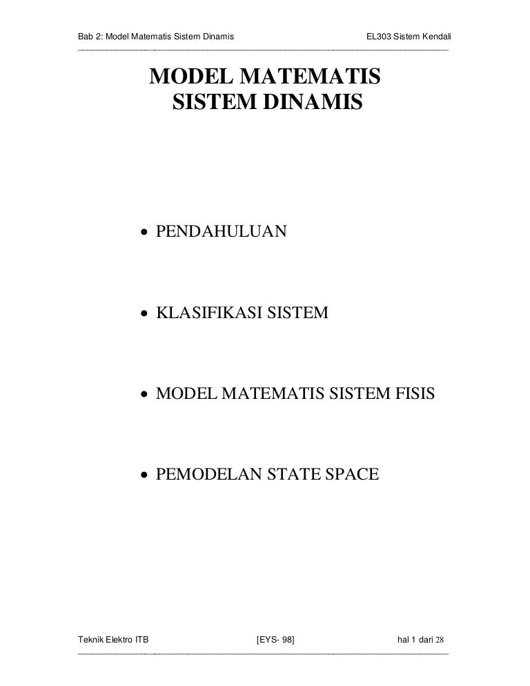 Bab2 1 Model Matematis Sistem Dinamis