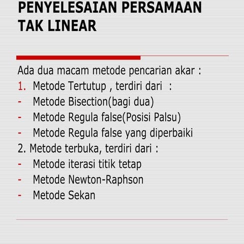 Bab 3 penyelesaian persamaan tak linear