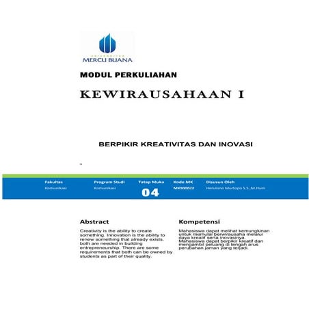 minggu 4 berfikir kreativitas dan inovasi | DOC