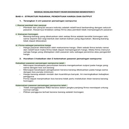 STRUKTUR PASARAN, PENENTUAN HARGA DAN OUTPUT