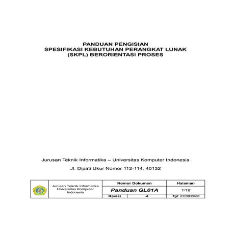 RPL 1 (Lama) - Panduan Pengisian SKPL Berorientasi Proses