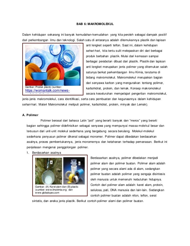 Materi Makromolekul Sma Sub Polimer