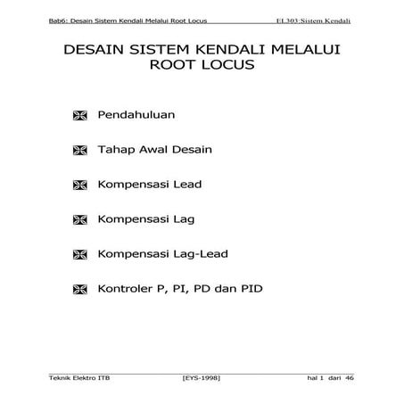 Desai Sistem Kendali dengan root locus