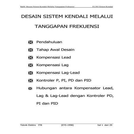 Desain Sistem Kendali dengan Respon Frekuensi