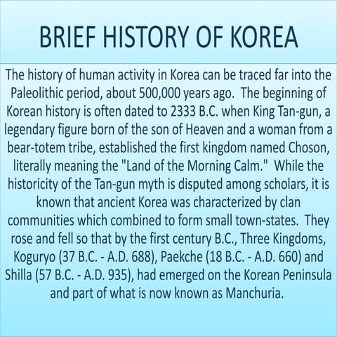 bief history of korea 