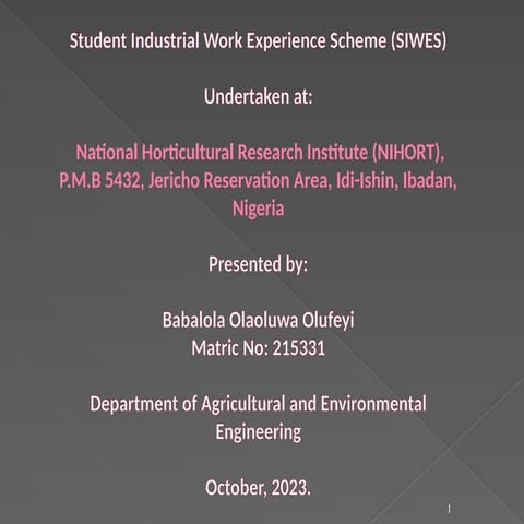 Student Industrial Work Experience Scheme (SIWES)