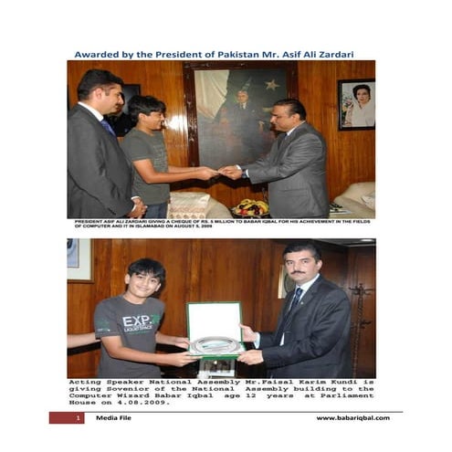 Youngest Whiz Kid Babar Iqbal selected summary
