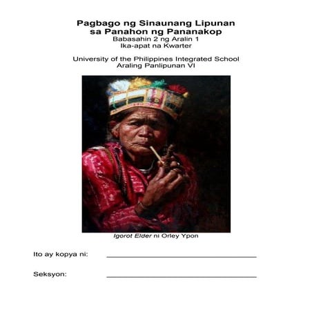Struktura ng Lipunang Kolonyal sa Ilalim ng Espanya at mga Malayang Kalipunan