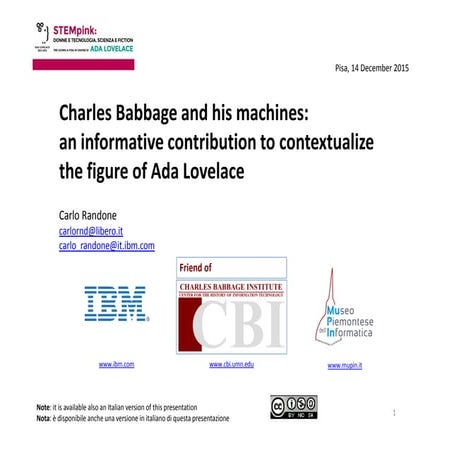Babbage and his machines - Carlo Randone