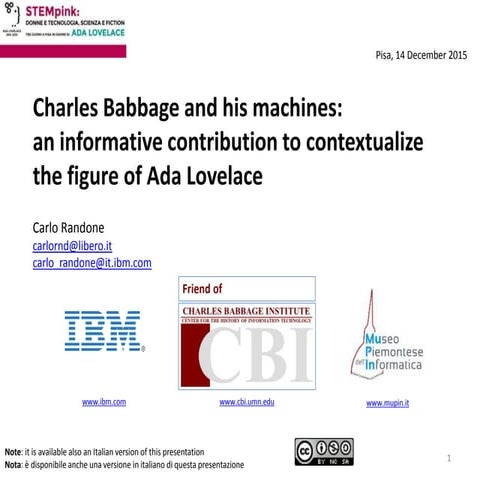 Babbage and his machines - Carlo Randone - 14 dec 2015