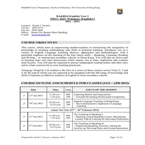 Ba b ed_pedagogy_1_course_outline_2011-12
