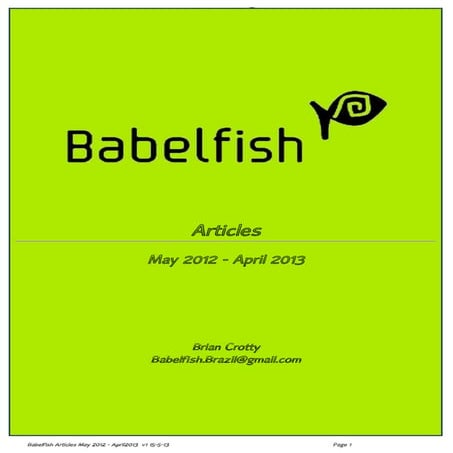 Babelfish: Articles May2012 April2013 15-5-13
