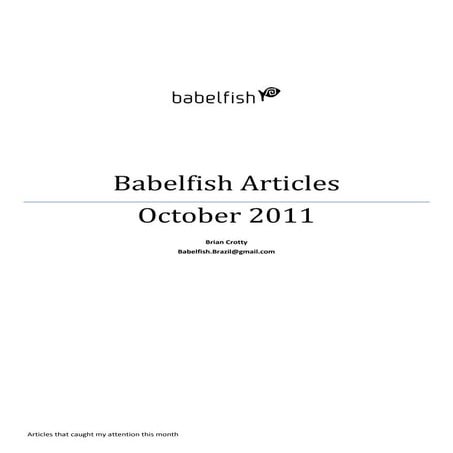 Babelfish Articles Oct 2011
