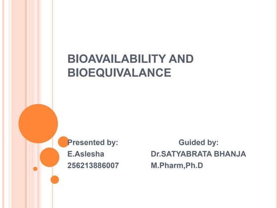 Bioavailability and Bioequivalence Studies | PPTX | Pharmaceutical ...